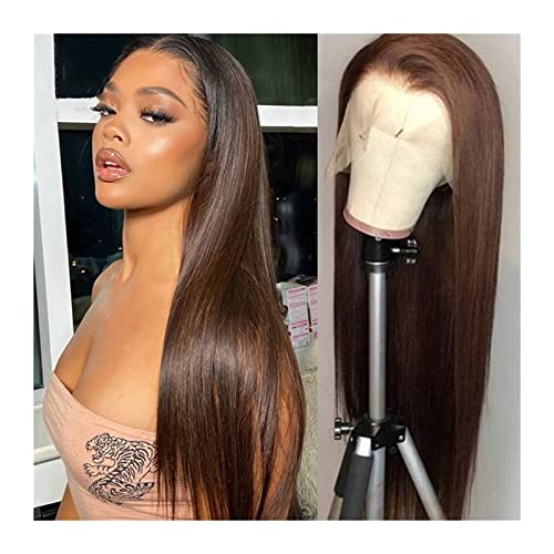Perücken Brasilianer 13x4 Knochen Gerade Spitze Front Menschliches Haar Perücken for Frauen Braun Gerade 4x4 Spitze Verschluss Perücke Prepucked 13x1 T Teil Perücke Transparente Spitze Perücke faschin von RFSHOPQW