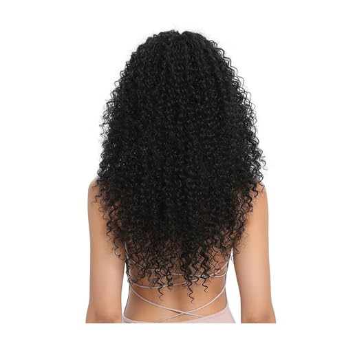 Perücken Hitzebeständige Faserperücken for schwarze Frauen, 66 cm, synthetische Spitzeperücke for schwarze Afroamerikaner, lange verworrene lockige Perücken Perücke fasching von RFSHOPQW