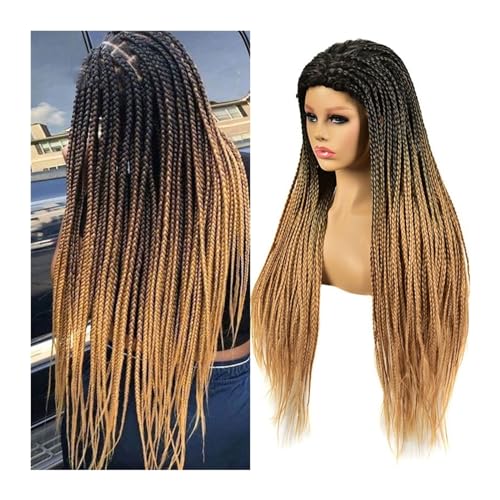 Perücken Perücken for Afro-schwarze Frauen, lange gerade synthetische geflochtene Zöpfe, 66 cm, hochwertige synthetische Twist-Zöpfe Perücke fasching von RFSHOPQW