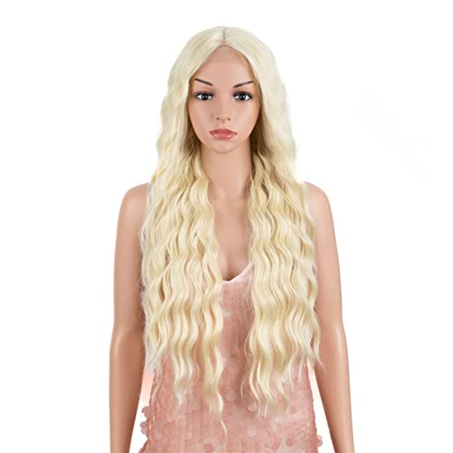 Perücken Synthetische Spitze Perücke lange tief gewellte Ombre Blonde Hochtemperaturperücken Synthetische Perücken for schwarze Frauen Cosplay Perücken Perücke fasching von RFSHOPQW