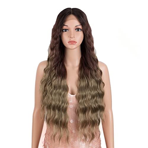 Perücken Synthetische Spitze Perücke lange tief gewellte Ombre Blonde Hochtemperaturperücken Synthetische Perücken for schwarze Frauen Cosplay Perücken Perücke fasching von RFSHOPQW