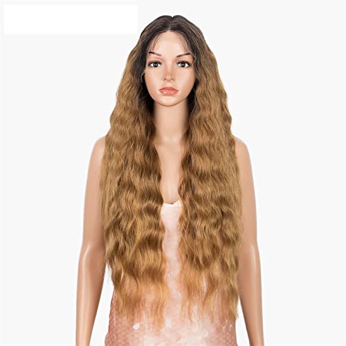 Perücken Synthetische Spitze Perücke lange tief gewellte Ombre Blonde Hochtemperaturperücken Synthetische Perücken for schwarze Frauen Cosplay Perücken Perücke fasching von RFSHOPQW
