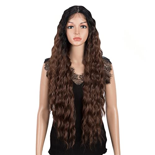Perücken Synthetische Spitze Perücke lange tief gewellte Ombre Blonde Hochtemperaturperücken Synthetische Perücken for schwarze Frauen Cosplay Perücken Perücke fasching von RFSHOPQW