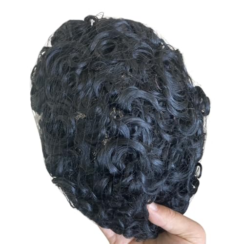 Toupee for Men #1B Colour 20 mm Curly Machine Injected Technical Men's Wig Skin Base Human Hair Toupee Replacement System 8 x 10 Inch Wig for Men Toupee for Men #1B Colour 20 mm Curly Machine Injected Technical Men's Wig Skin Base Human Hair Toupee Replacement System 8 x 10 Inch Wig for Men von RFSHOPQW