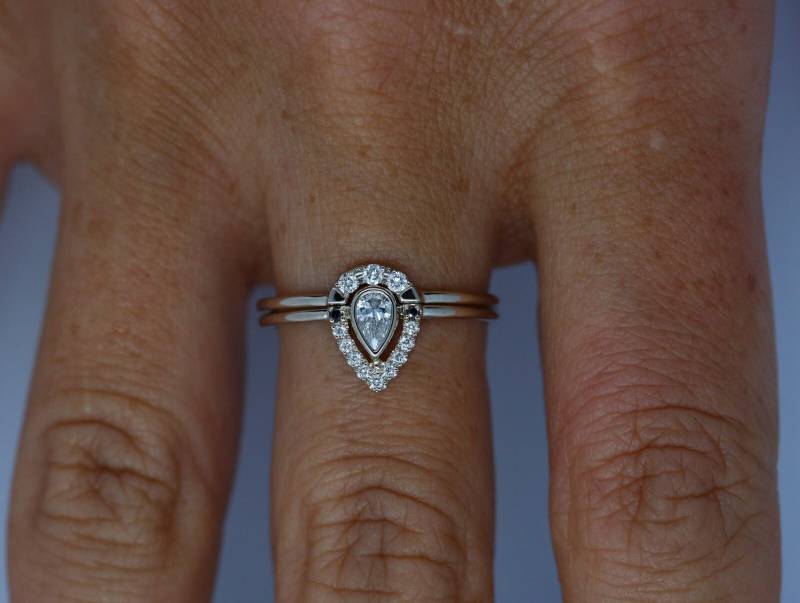 Birne Diamant Ring Set, Verlobungsring Ring, Hochzeit Verlobungsring, Teardrop von RFgoldiamonds