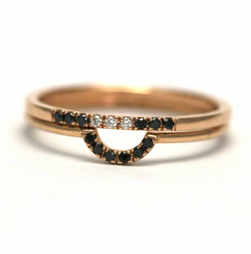 Diamant Ring Set, Band & Gebogener Schwarzer von RFgoldiamonds