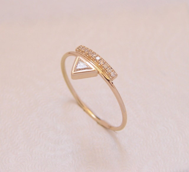 Einzigartiger Diamant Verlobungsring, 14Kt Gold Ring von RFgoldiamonds
