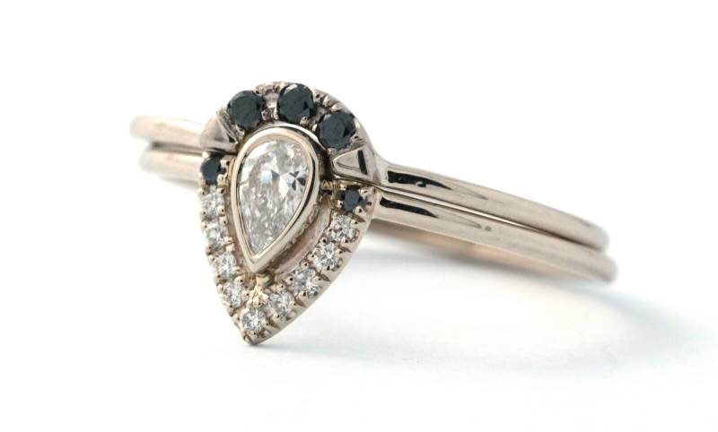 Pear Diamant Ring & Ehering Mit von RFgoldiamonds