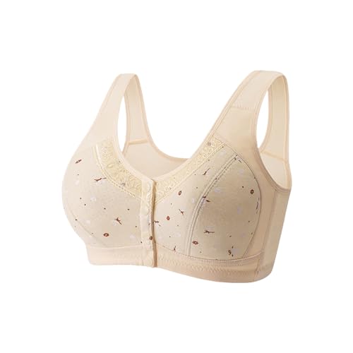 RGDIDG Front offene Schnalle große Größe dünne Nicht-Stahl-Ring BH Bequeme Unterwäsche mittleren Alters und ältere Frauen Spitze BH Weste von RGDIDG