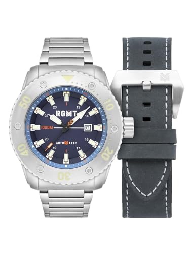 RGMT Herrenuhr All-Brite Automatik mit Edelstahlband und Lederband 100 ATM Saphirglas RG-8056-22-SET von RGMT