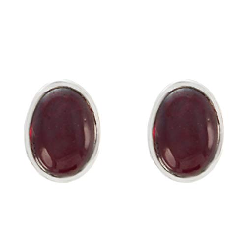 RGPL hübschen Granat ein Edelstein ovale Form Cabochon Ohrstecker massivem Silber Ohrringe-RGPL-SEGARCB-5053-de von RGPL