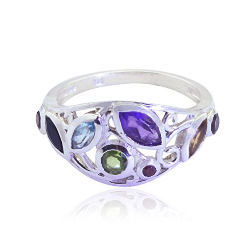 RGPL reizende Edelsteine ​​stellen Form facettierten multi Edelsteinring dar - 925 silberner multi Farbe multi Edelstein reizender Edelsteinring - höchster Schmuck netter Verkäufergeschenk von RGPL