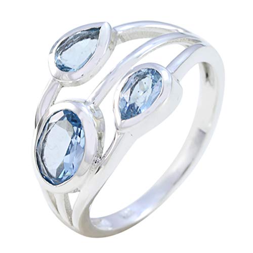 gute Edelsteine schwindelerregend facettierte Blautopas Ringe - massiv Silber Blau Blautopas guter Edelstein Ring - Designer Schmuck Geschenk für Arbeit Tag feinen Schmuck von RGPL