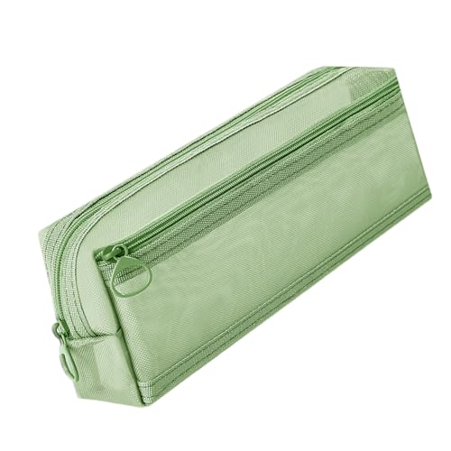 RGYBAO Doppelschichtiges Netz-Federmäppchen, Stiftetasche, großes Fassungsvermögen, Stifteetui, transparentes Federmäppchen für Schüler, grün, 21*5*8cm, Wie abgebildet von RGYBAO