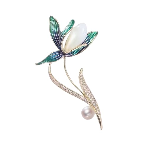 RGYBAO Elegante Blumenbrosche, raffinierte Anstecknadel, Perlen, Legierung, Textur, Kleidung, Schmuck, geeignet für Frauen, Geschenk von RGYBAO