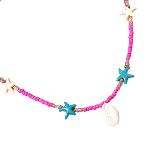 RGYBAO Elegante Muschel-Halskette für Strandausflüge und alltägliche modische Statement-Stücke mit verstellbarer Perlenkette, 21-50cm, Perlen, Kein Edelstein von RGYBAO