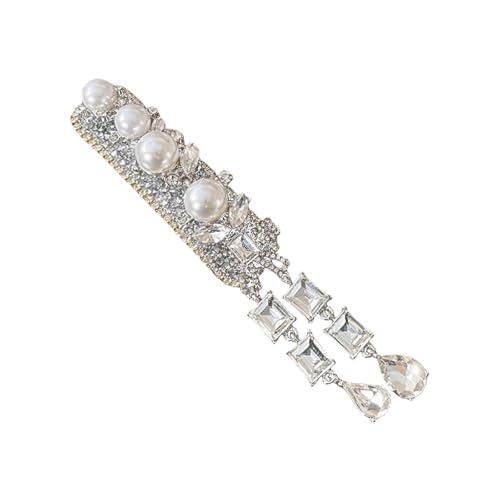 RGYBAO Elegante silberfarbene Haarspange mit floralen Quasten für die Braut mit stabilen Strasssteinen und handgefertigter Handwerkskunst, Freizeitkleidung von RGYBAO