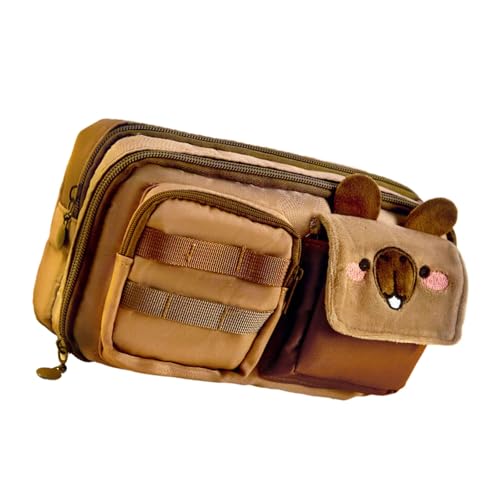 RGYBAO Federmäppchen mit Cartoon-Bär, hübsches Federmäppchen, großes Fassungsvermögen, Stiftetasche, Schul- und Bürobedarf, Kaffeebraun, 232x130mm, Siehe Abbildung von RGYBAO