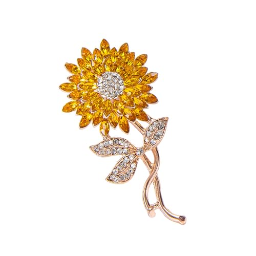 RGYBAO Glitzernde Sonnenblumen-Brosche mit Strasssteinen, mit sicherem Verschluss, leichtes Design für Hochzeiten, Partys und den Alltag von RGYBAO