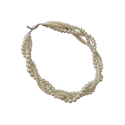 RGYBAO Mehrschichtige Barockperlen-Halskette, verstellbare Länge, natürliche Süßwasserperlen, Schmuck für Damen von RGYBAO