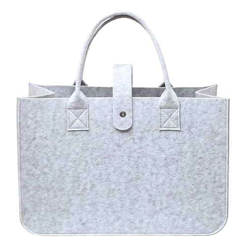 RGYBAO Mehrzweck-Filz-Handtasche mit geräumigem Innenraum, faltbare Tragetasche, Filz-Einkaufstaschen für die Organisation wesentlicher freundlicher Umhängetasche, hellgrau, One Size von RGYBAO