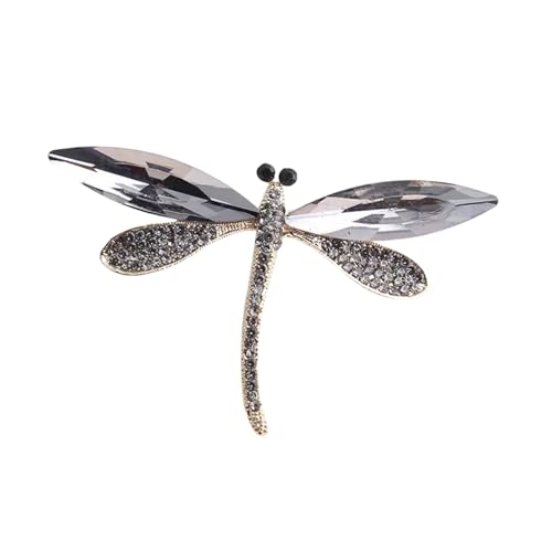 RGYBAO Retro Libellen-Kristall-Brosche, elegante Strasssteine, Tier-Revers, Accessoire für Damen und Mädchen, Modeschmuck, 7.3x4.2cm, Metall, Kein Edelstein von RGYBAO