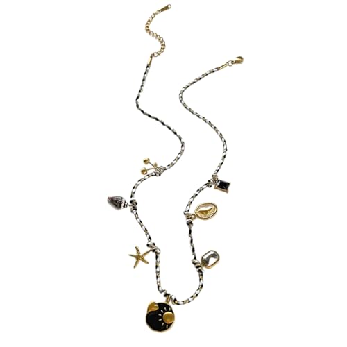 RGYBAO Sea Inspired Sea Star Heart Pendant Necklace Stainless Steel Neckchain Jewelry with Drip Detailing, 41+5cm, Edelstahl, Kein Edelstein von RGYBAO