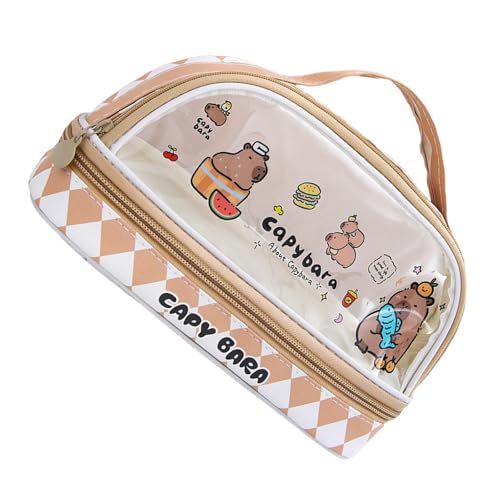RGYBAO Transparentes Federmäppchen mit Cartoon-Capibala-Bleistiftbeutel, Make-up-Tasche, großes Fassungsvermögen, Stifttasche, Schulbedarf für Mädchen, Wie abgebildet, 22*13cm, Wassermelone Kapibala von RGYBAO