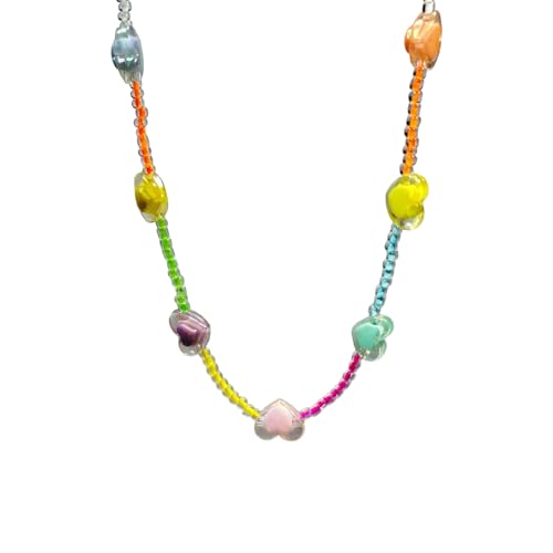 RGYBAO Trendige Dopamin-Stern-Halskette/-Armband mit Regenbogen-Perlen für Frauen, modische Schichtkette, Adjustable size, Perlen, Kein Edelstein von RGYBAO