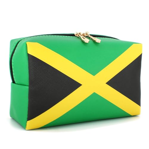 RGYLION Make-up-Tasche Reise-Kulturbeutel Make-up-Tasche für Frauen PU-Leder wasserdichte Make-up-Tasche für Frauen Mädchen Jamaika-Flagge Rasta Reggae Brief Afro, Jamaika von RGYLION