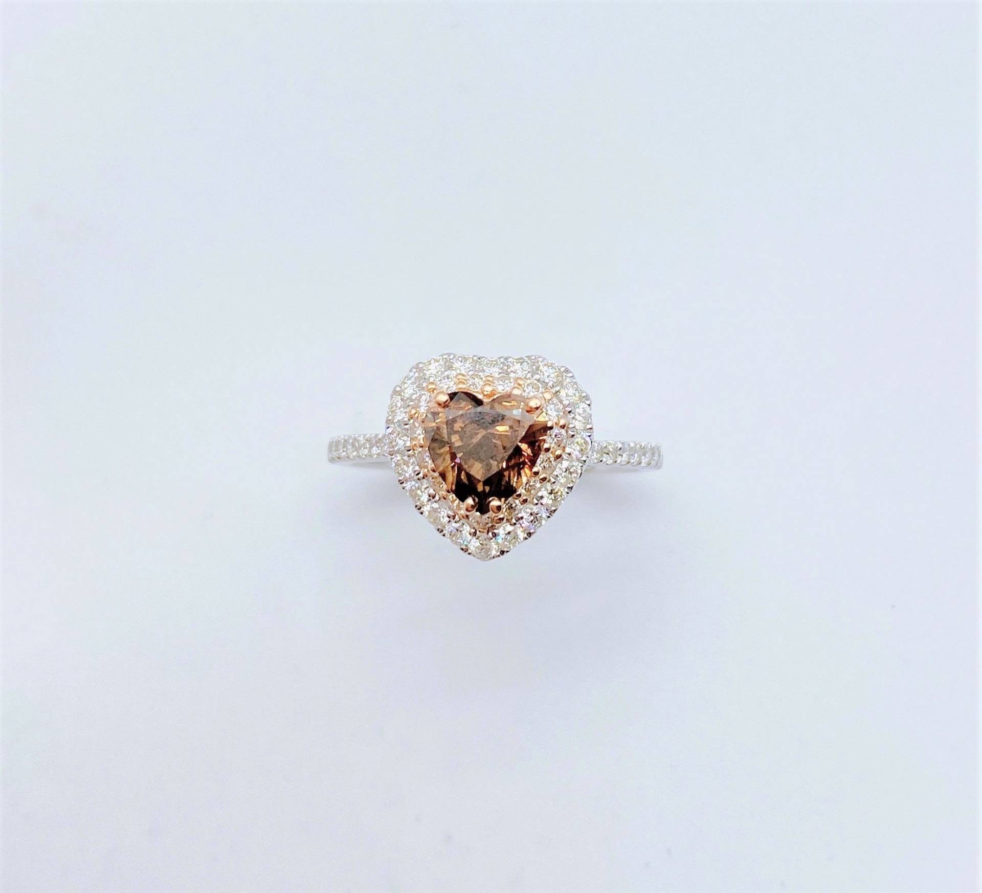 50% Off Last Call Sample Liquidation Clearance Beste Angebote Akzeptieren Nwt 9, 549 Seltener 18Kt Gold Fancy Braun Cognac Herz Diamant Ring von RGalleriesJewels