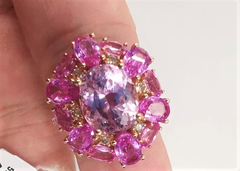 50% Off Liquidationsauflösung Beste Angebote Akzeptieren Nwt 9, 269 Seltene Exquisite 18Kt Großer 10Ct Kunzite Pink Saphir Diamant Ring von RGalleriesJewels