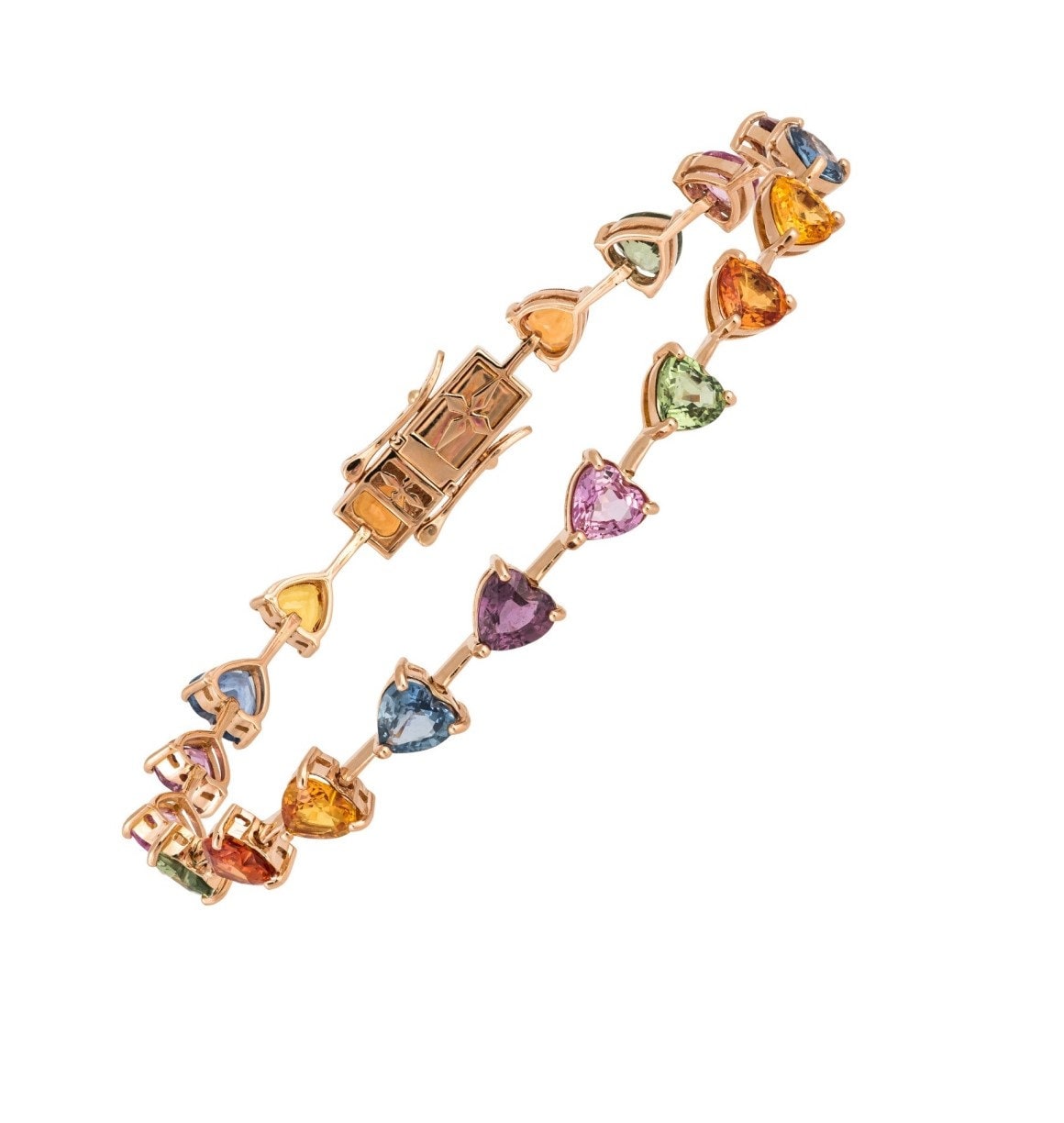 50% Off Special Liquidation Clearance Beste Angebote Akzeptieren Nwt 10, 500 Seltenes 18Kt Gold Multi Buntes Regenbogen Herz Saphir Armband von RGalleriesJewels