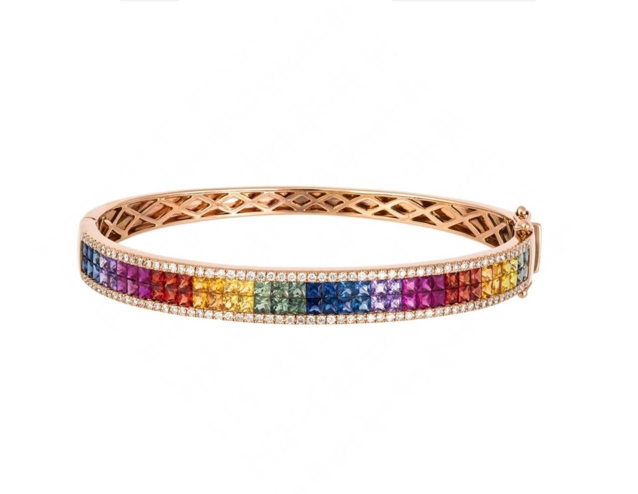 50% Off Special Liquidation Clearance Beste Angebote Akzeptieren Nwt 14, 775 Seltenes 18Kt Gold 8Ct Buntes Regenbogen Saphir Armband von RGalleriesJewels