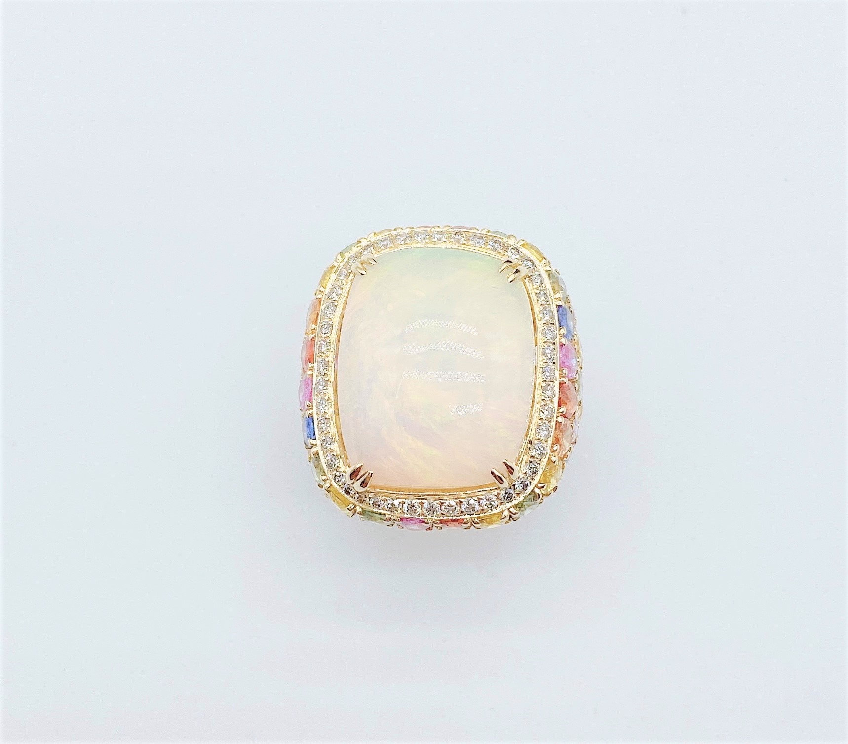 50% Off Special Liquidation Clearance Beste Angebote Akzeptieren Nwt 9, 939 Seltener 18Kt Gold Fancy Opal Regenbogen Saphir Diamant Ring von RGalleriesJewels