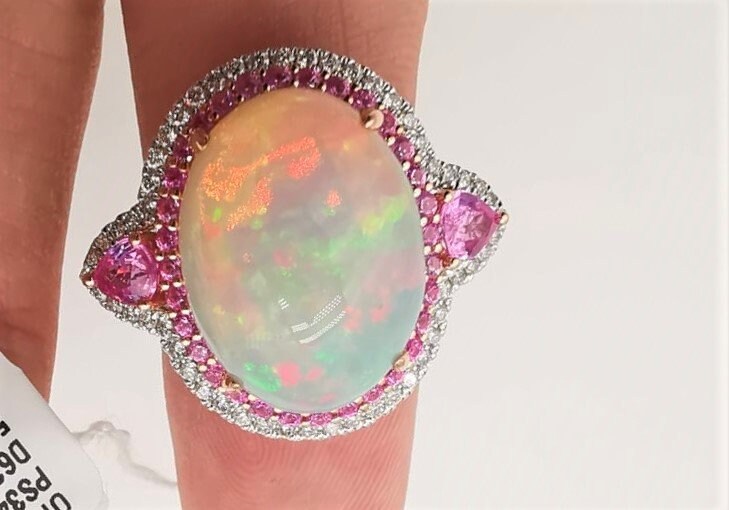 50% Off Special Liquidation Clearance Beste Angebote Akzeptieren Nwt 9.249 Seltener 18Kt Gold Fancy Opal Pink Saphir Diamant Ring von RGalleriesJewels