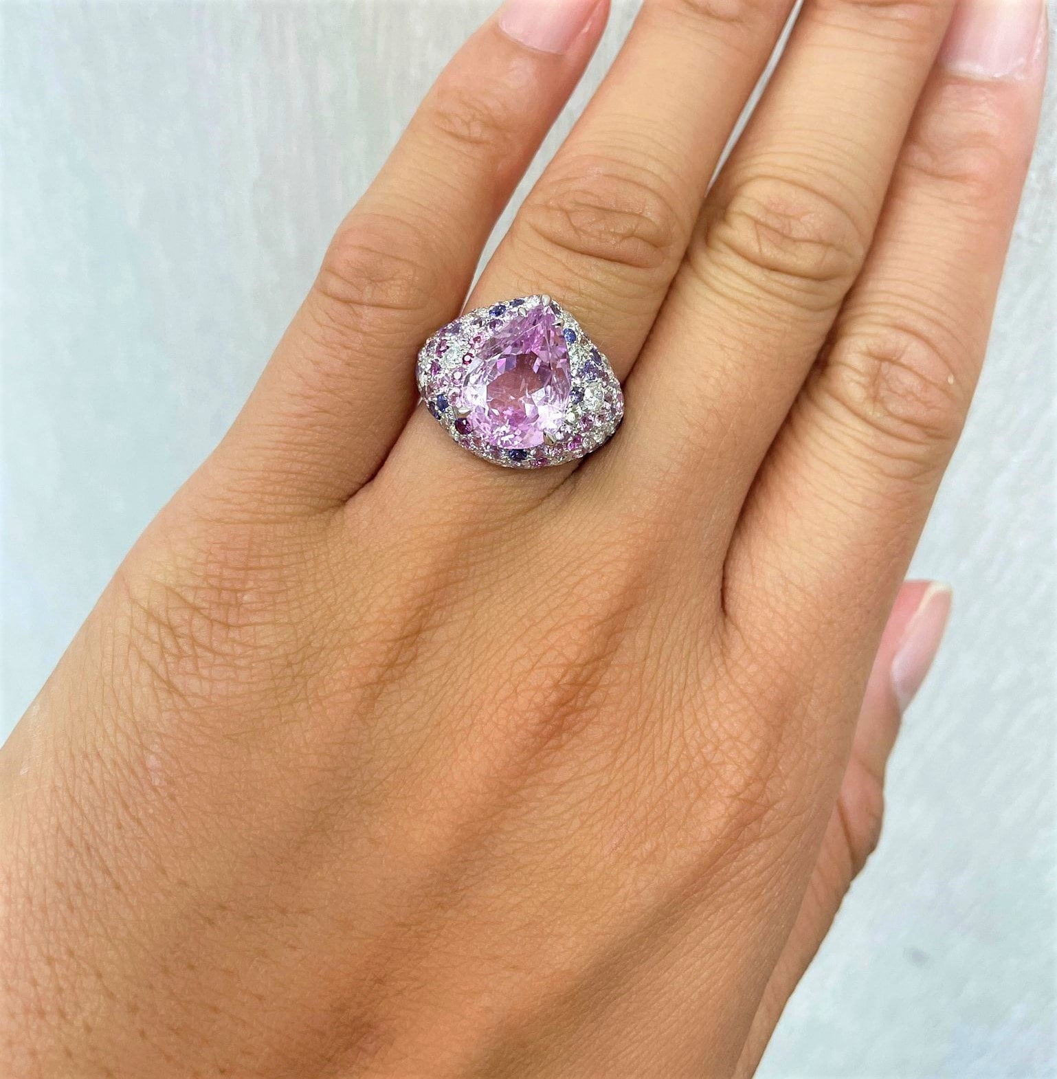 50% Rabatt Auf Liquidationsabwicklung Beste Angebote Akzeptieren Nwt 9, 000 Seltene Lg 10Ct 18Kt Gold Fancy Kunzite Multi Saphir Diamant Ring von RGalleriesJewels