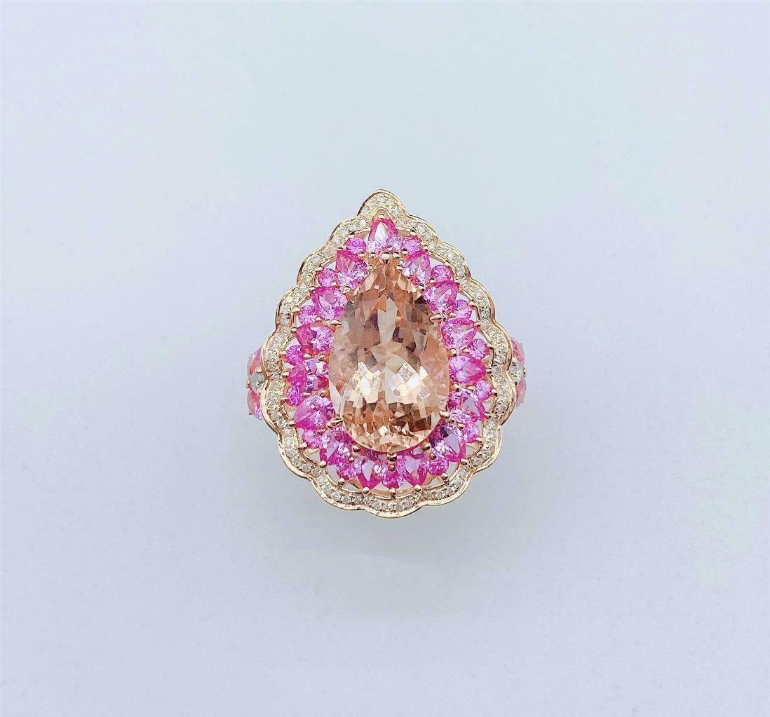 50% Rabatt Auf Sonderabwicklung Bevor Es Geht Nwt 9, 599 Seltene Wunderschöne 18Kt Gold 12Ct Morganit Pink Saphir Diamant Ring von RGalleriesJewels