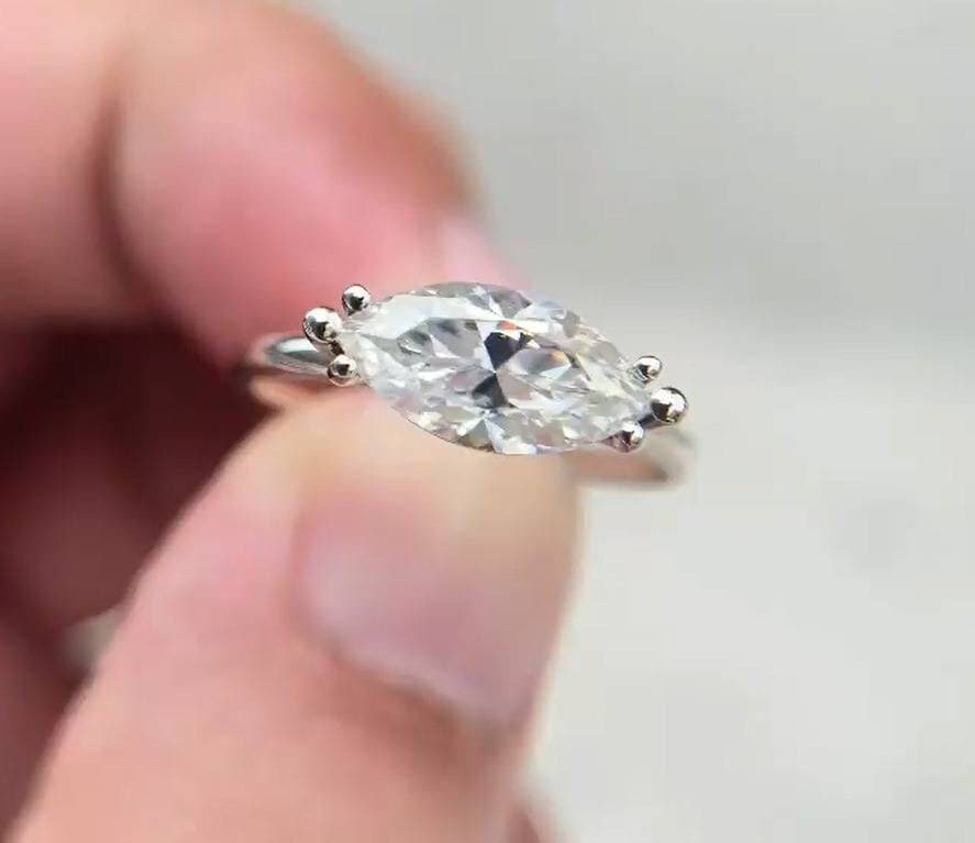 East West Marquise Ring, Diamant Verlobungsring, Solitär Versprechen Ring Für Frauen, Jahrestag Geschenke von RHDSTYLEJ