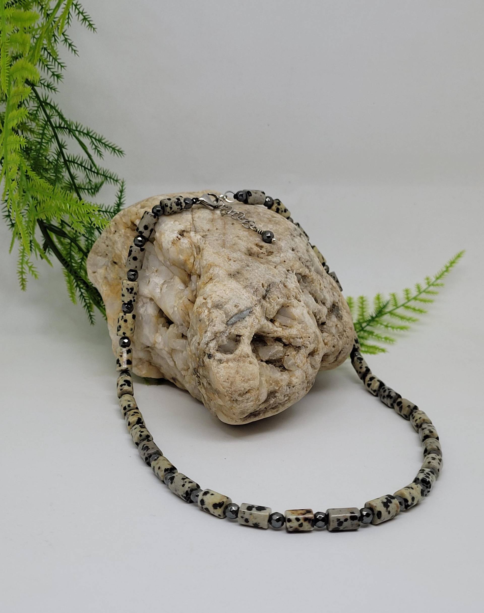 Dalmatiner Jaspis Halskette Kati Filigran Elegant Zeitlos Ideal Für Alltag Freizeit Anlässe Geschenk Idee Geburtstag Muttertag Sie 4You von RHEINSTONE