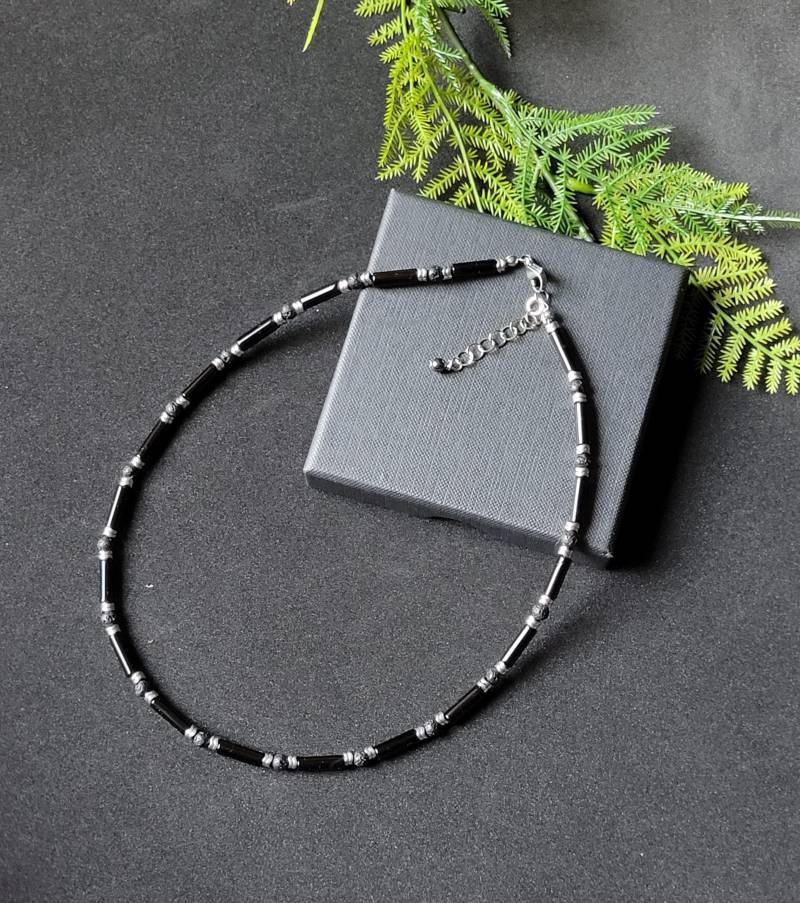 Schwarzer Onyx Kette Mike Chic & Elegant Geschenk Idee Für Ihn 4You Geburtstag Vatertag Alltag Freizeit Versch. Designs U Längen Gratis Ver von RHEINSTONE