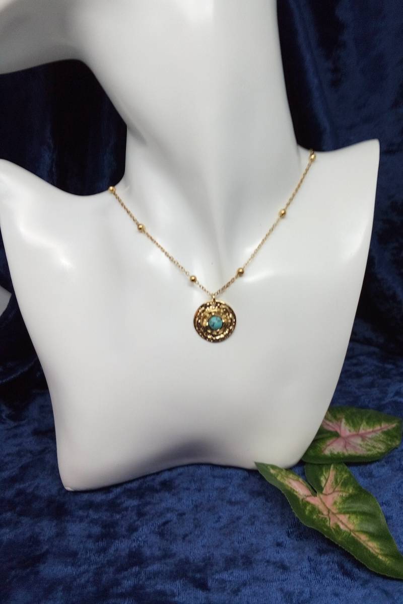 Halskette Mit Türkis Anhänger Edelstahl Vergoldet Zeitlos Chic Edel Für Sie Alltag Freizeit Anlässe 4You Geschenkidee Geburtstag Gratisver von RHEINSTONE