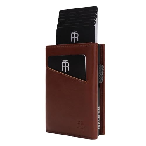 RHINO CO. RFID Wallet - Trifold Pop Up Kartenhalter mit Münzfach - Ledergeldbörse für 9+ Karten, Notizen & Ausweis - Magnetverschluss - Geschenkbox - UK Marke, Forge Brown, Einheitsgröße RHINO CO. RFID Wallet - Trifold Pop Up Kartenhalter mit Münzfach - Ledergeldbörse für 9+ Karten, Notizen & Ausweis - Magnetverschluss - Geschenkbox - UK Marke, Forge Brown, Einheitsgröße von RHINO CO.