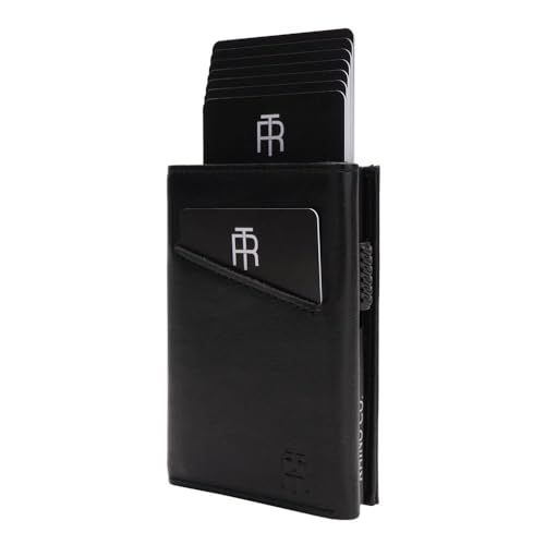 RHINO CO. RFID Wallet - Trifold Pop Up Kartenhalter mit Münzfach - Ledergeldbörse für 9+ Karten, Notizen & Ausweis - Magnetverschluss - Geschenkbox - UK Marke, Obsidian Black, Einheitsgröße RHINO CO. RFID Wallet - Trifold Pop Up Kartenhalter mit Münzfach - Ledergeldbörse für 9+ Karten, Notizen & Ausweis - Magnetverschluss - Geschenkbox - UK Marke, Obsidian Black, Einheitsgröße von RHINO CO.