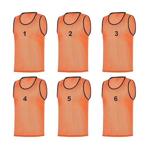 RHINOS sports Leibchen Set (6 Stück) | Nummeriert 1-6 | Orange | Größe 152 | Kinder von RHINOS sports