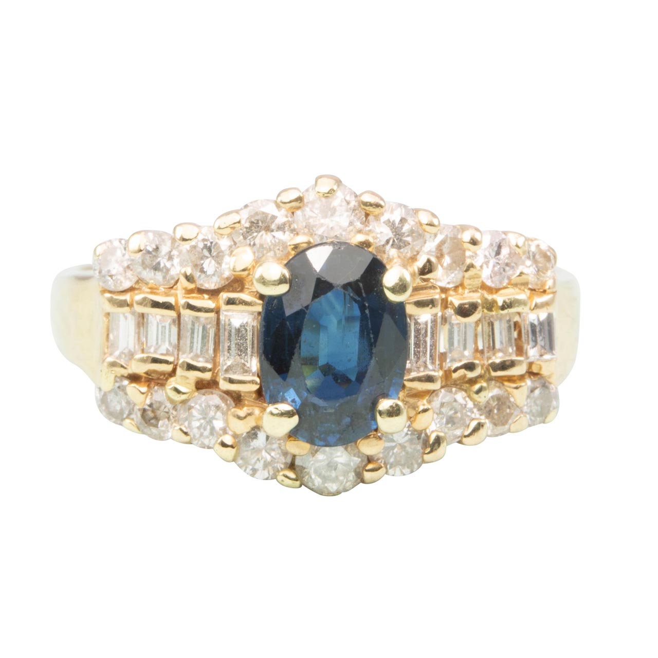 Preowned 14Ct Gold Saphir Und Diamant Ring von RHJewellers