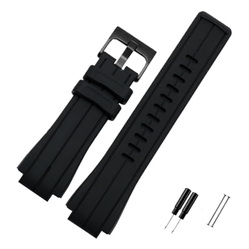 RHRYUNUBT Gummi -Uhrband -kompatibel for Timex -kompatibel for WATKT2N720 T2N721 TW2T76300 Schwarzer wasserdichtes Silikonsportgurt 24 * 16mm Riemenriemen(Black-black) von RHRYUNUBT