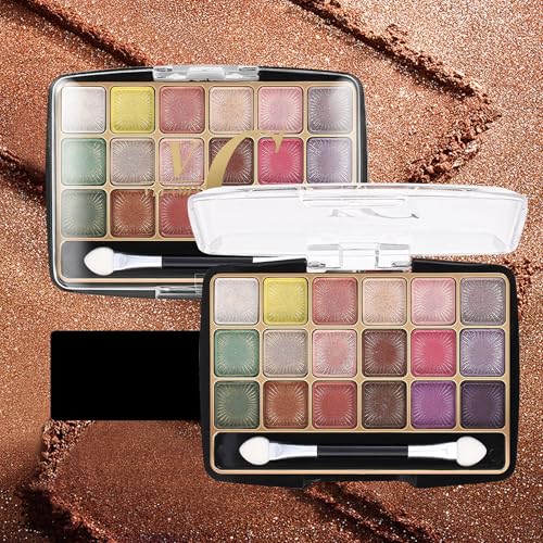 18 Farben Lidschattenpalette PerlgläNzende Lidschattenpalette Mit Applikator Langanhaltende, Matte, Mehrfarbige Makeup-Palette (02) von RHSEDD