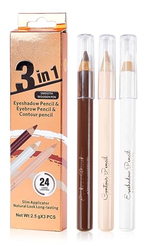 3 Augenbrauenstifte Set Contouring Concealer Eyeliner Long Lasting Waterproof Eyebrow Pencil 3pcs Set (1 Hellbraun) von RHSEDD