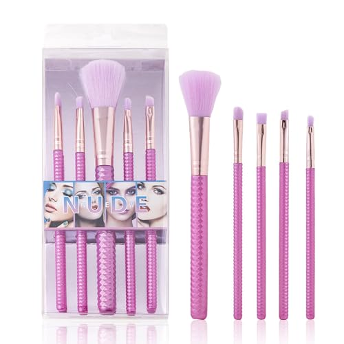 Tragbares Makeup Pinsel Set 5 StüCk Weiche Borsten Augen Makeup Pinsel AnfäNger Concealer Pinsel Pinsel Lidschatten Pinsel (Lila) von RHSEDD